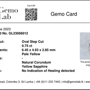 0.75ct, Yellow Sapphire, Unheated, イエローサファイア, 非加熱