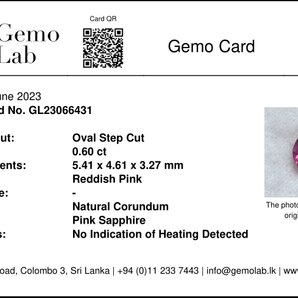 0.60ct, Pink Sapphire, Unheated, ピンクサファイア, 非加熱