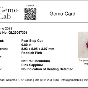 0.8ct, Pink Sapphire, Unheated, ピンクサファイア, 非加熱 [SKU: ruri2b-52]