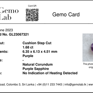 1.68ct, Purple Sapphire, Unheated, パープルサファイア, 非加熱