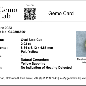 2.03ct, Yellow Sapphire, Unheated, イエローサファイア, 非加熱